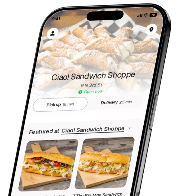 Ciao! Sandwich Shoppe app preview